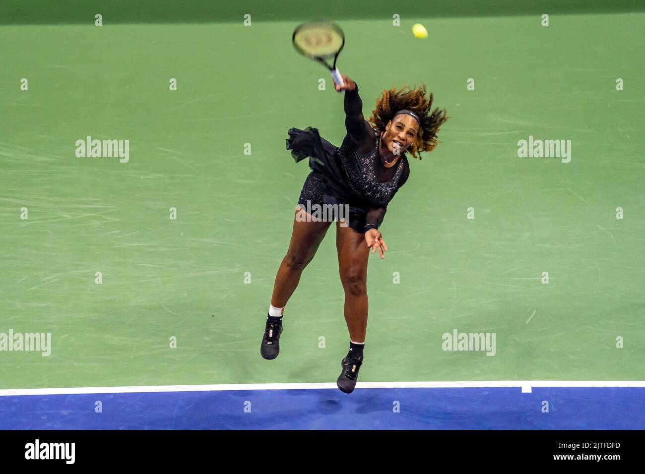 Serena Willaims competing in the first round of her final Grand Slam Tennis at the 2022 US Open. Stock Photo