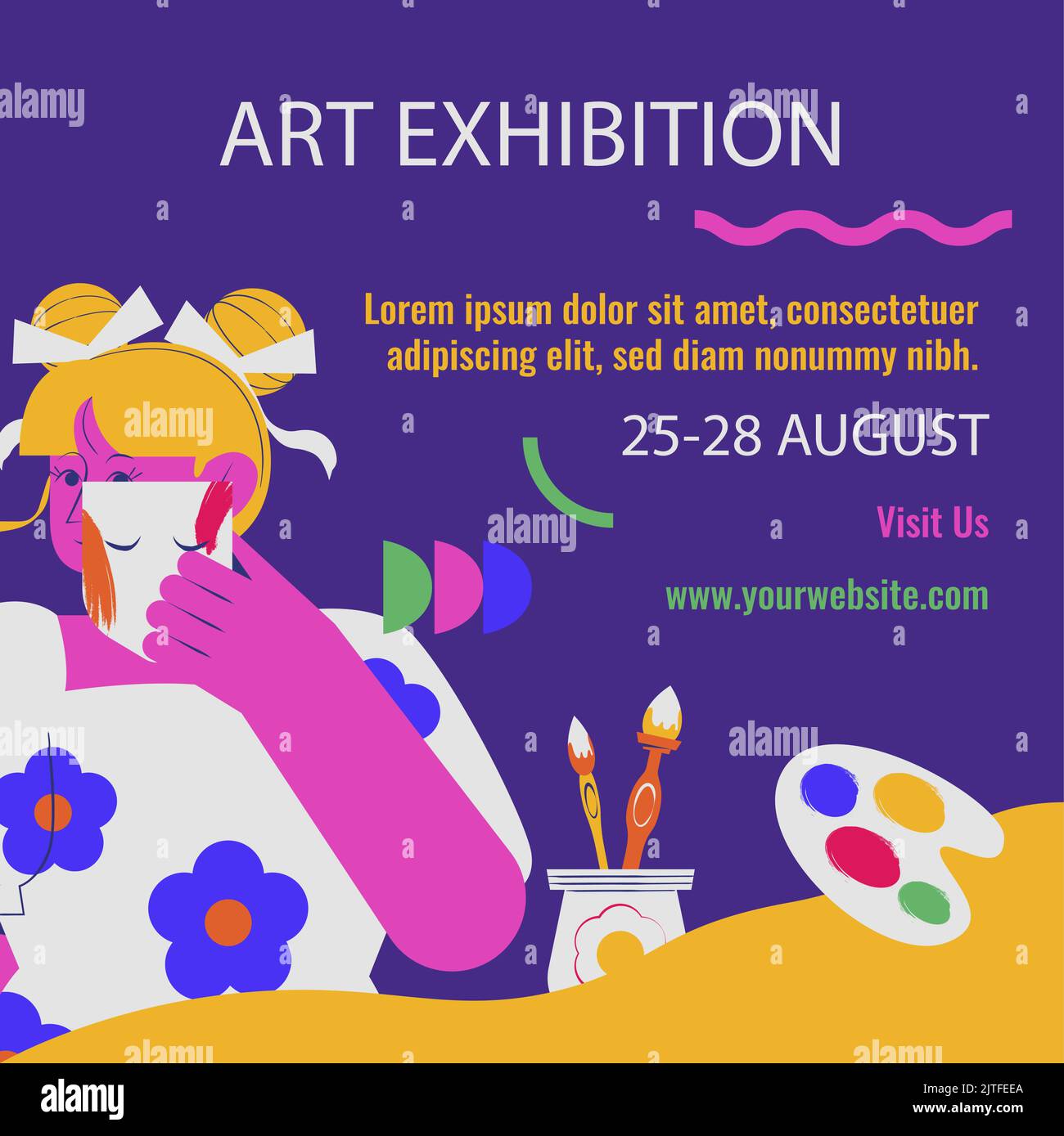 Hand drawn art exhibition posts Vector illustration Stock Vector Image