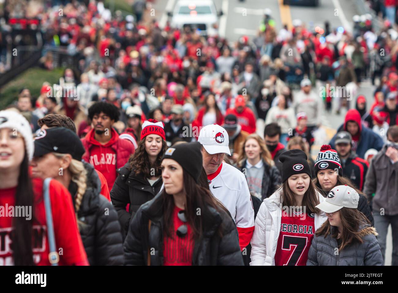 ATHENS, GA JANUARY 15, 2022 Thousands of UGA fans gather on Lumpkin