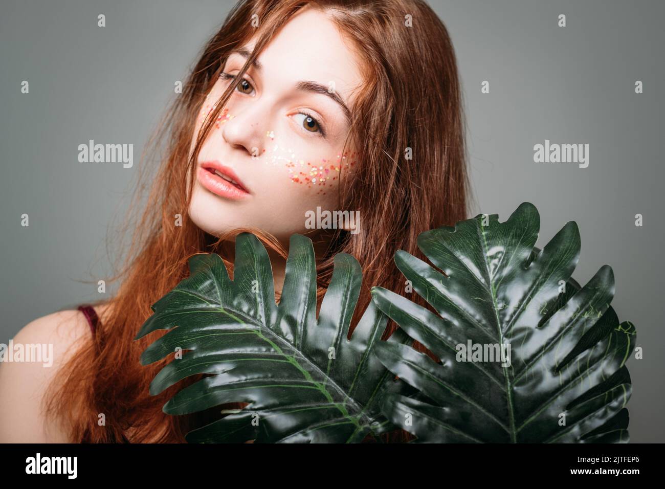 natural woman beauty organic skin care treatment Stock Photo