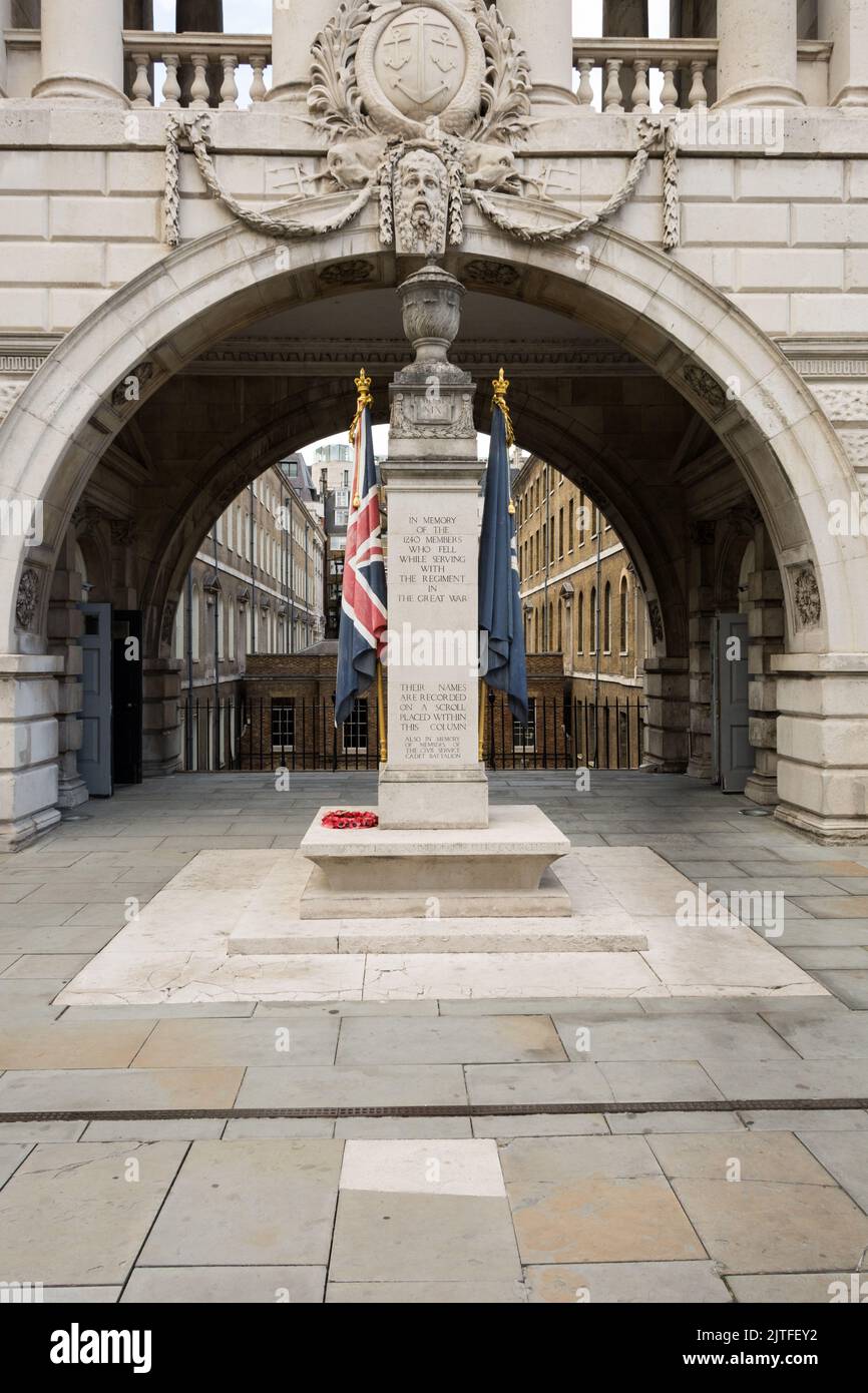 In Memory to the 1240 members who fell while serving with the regiment during the Great War, Somerset House, London, England, UK Stock Photo