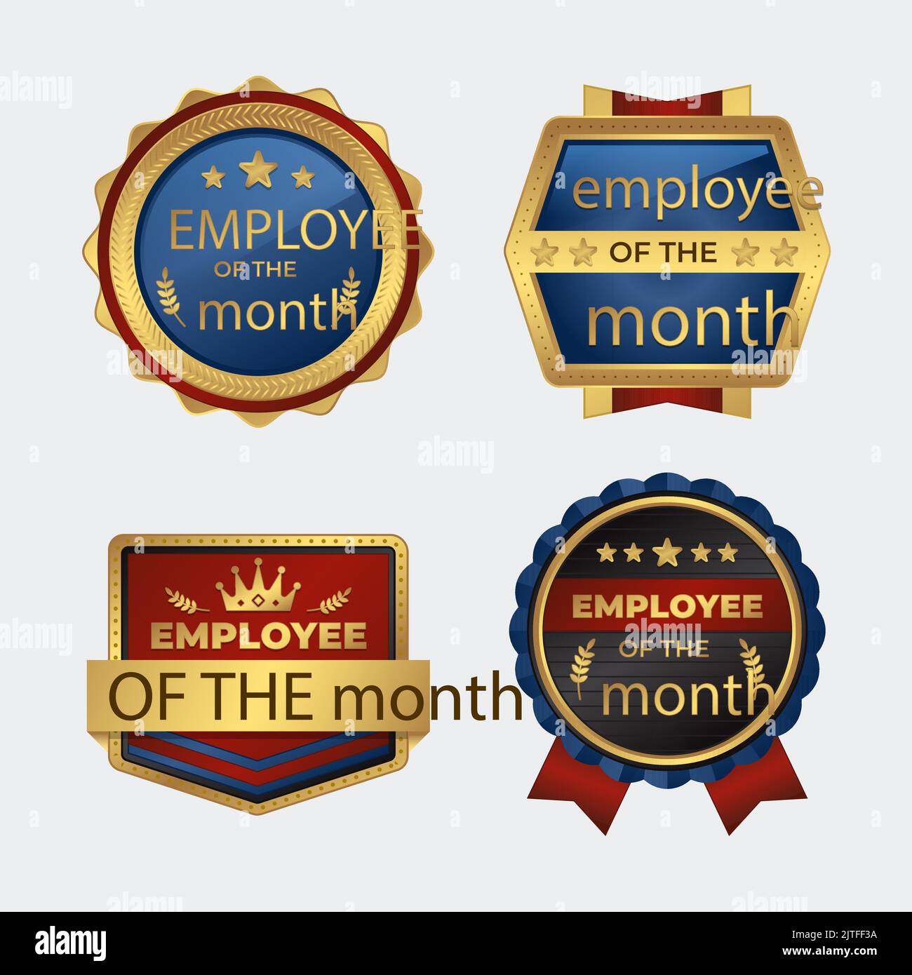 Gradient employee of the month badges Vector illustration Stock Vector