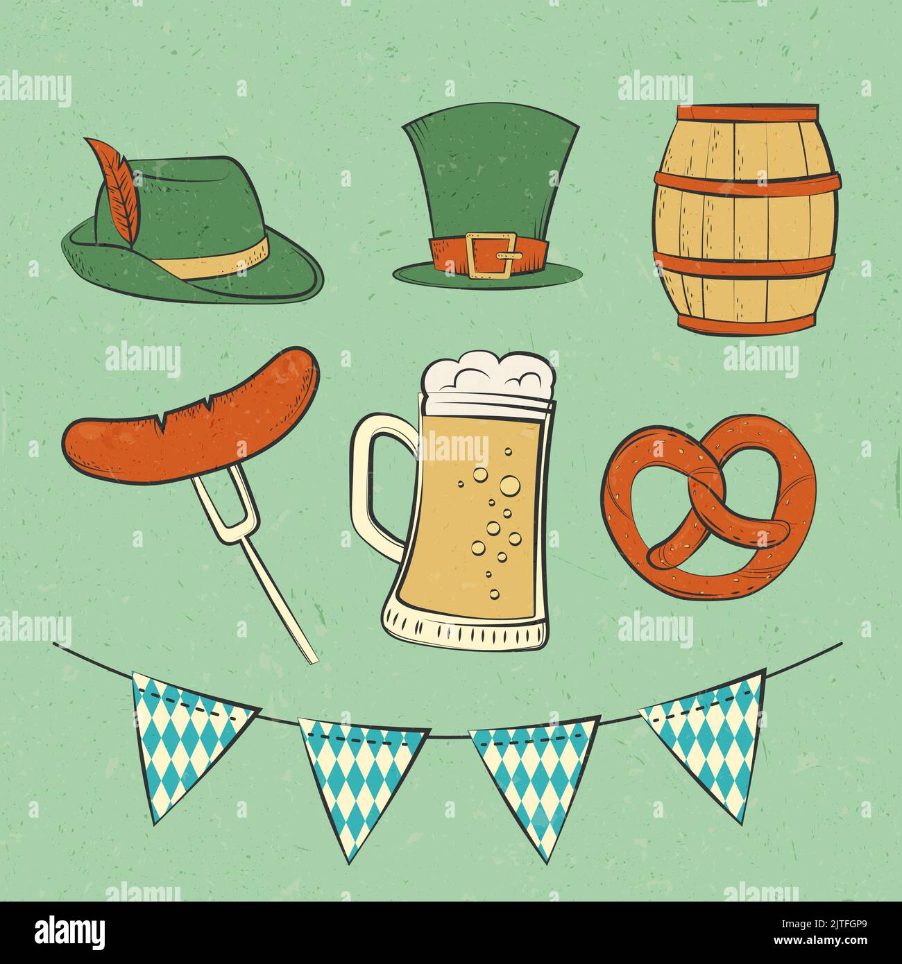 Hand drawn elements set for oktoberfest celebration Vector illustration ...