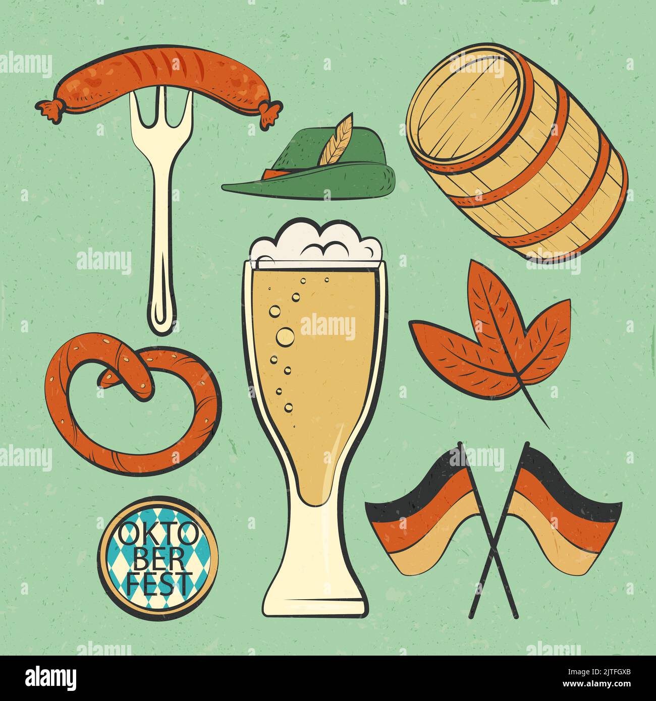 Hand drawn elements set for oktoberfest celebration Vector illustration ...