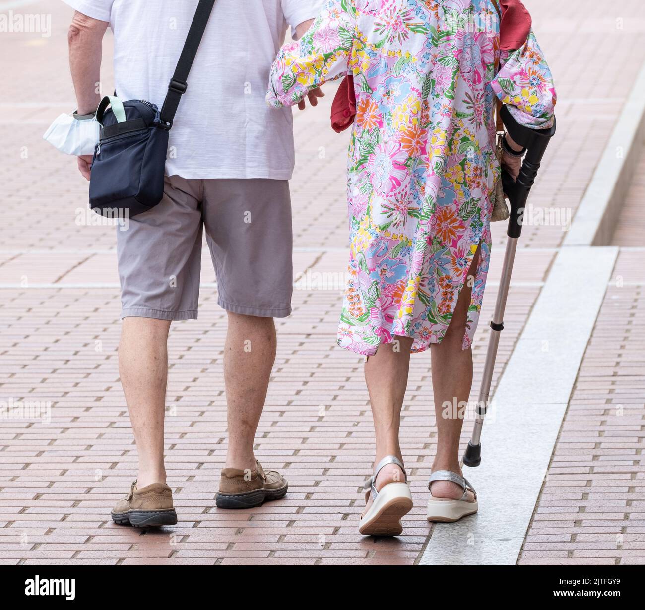 Rear view of elderly couple in Spain Stock Photo