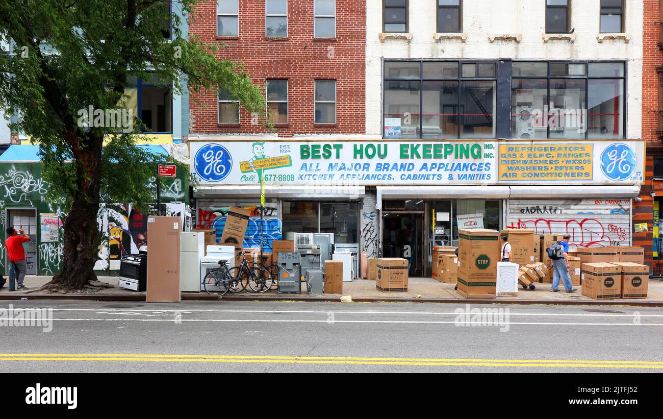 Best Housekeeping, 17 Avenue A, New York, NYC storefront photo of an appliance store in Manhattan's East Village/Lower East Side. Stock Photo