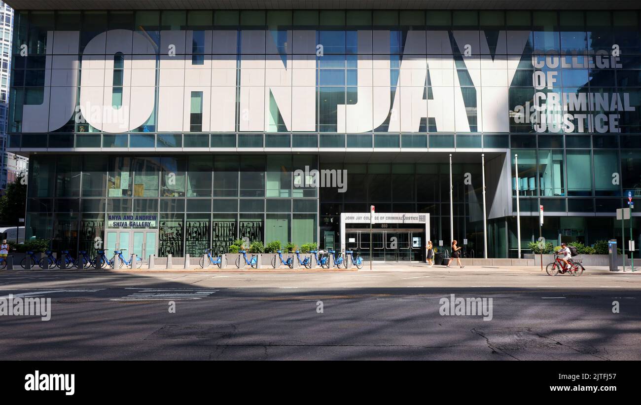 John Jay College of Criminal Justice, City University of New York, NYC storefront photo of an academic building in Manhattan's Hells Kitchen Stock Photo