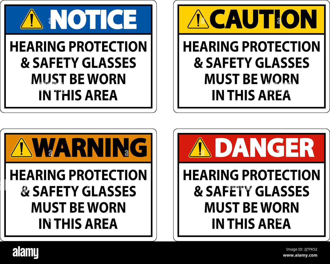 Hearing Protection And Safety Glasses Sign On White Background Stock