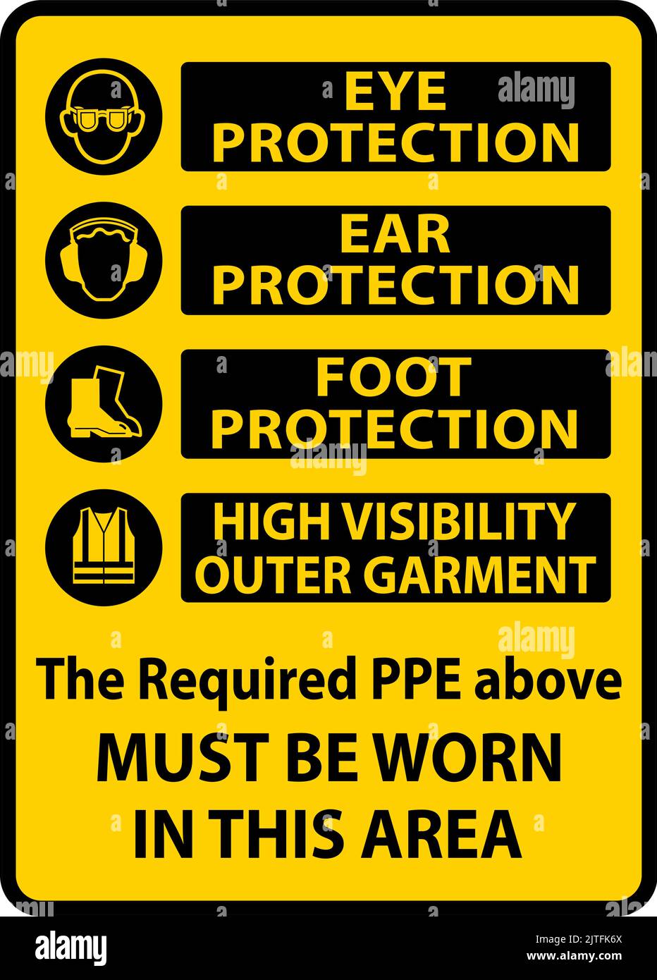 PPE Must Be Worn In This Area Sign Stock Vector