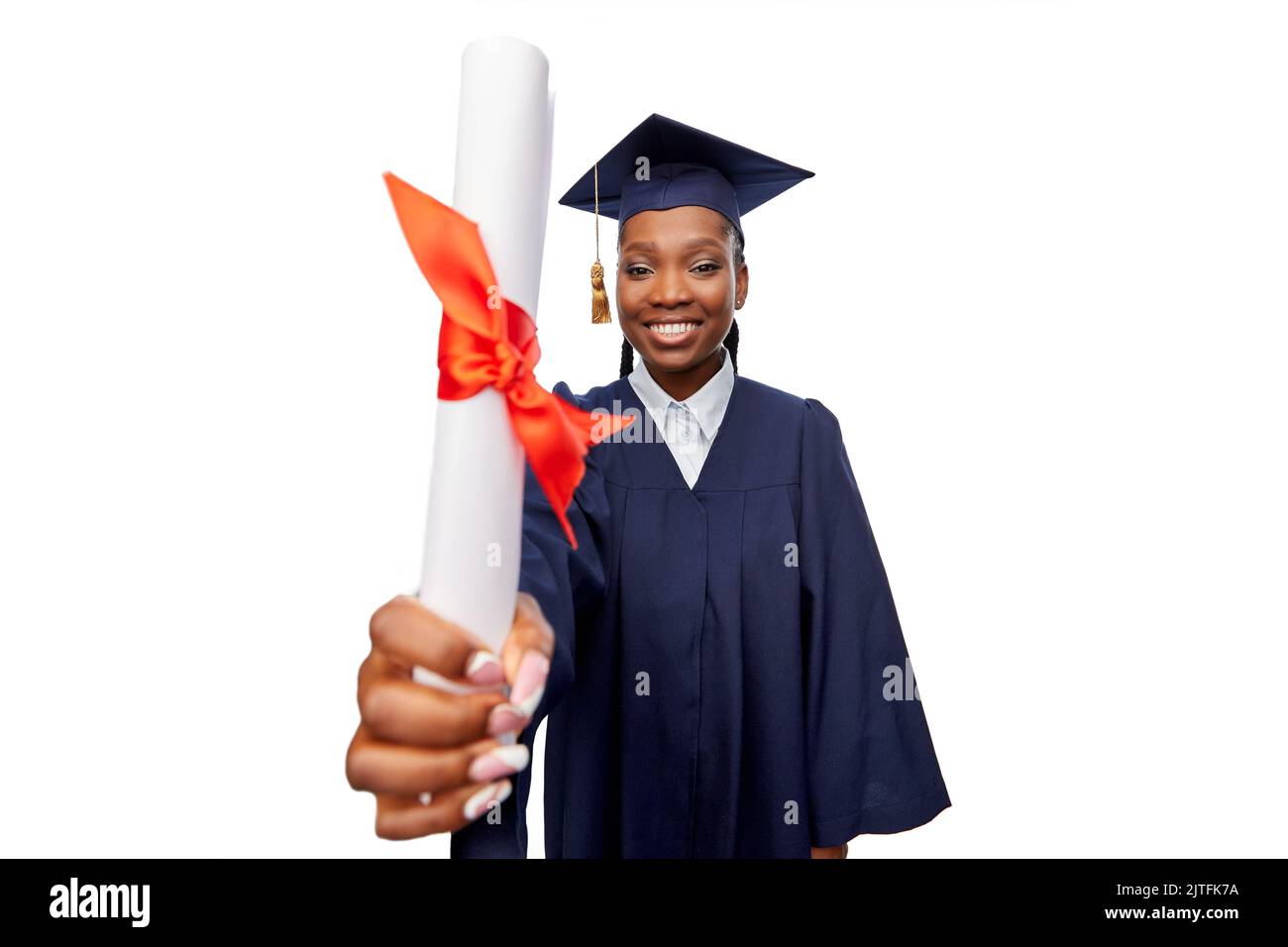 happy female graduate student with diploma Stock Photo - Alamy