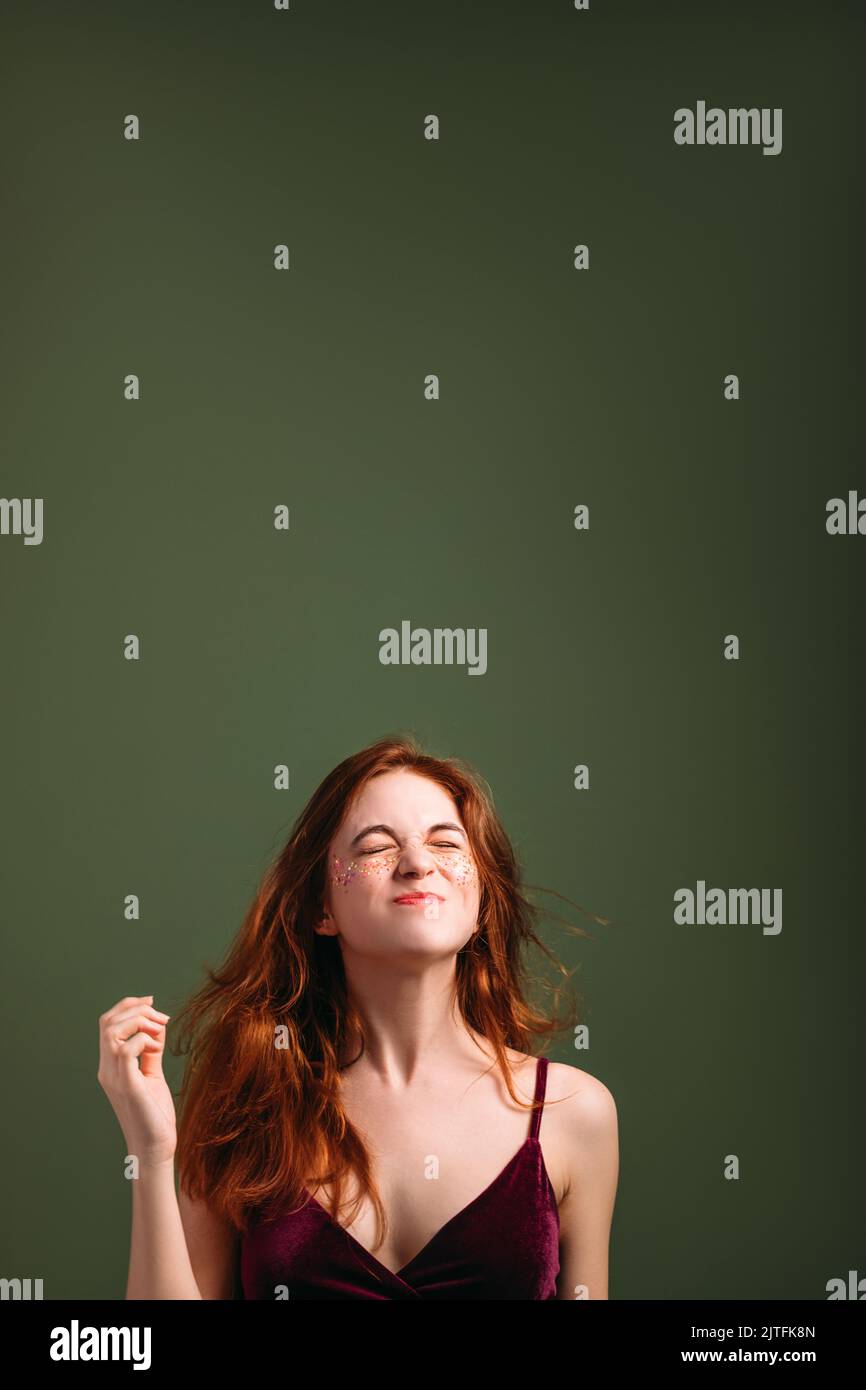 Hope Expression emotion expression hope anticipation young female Stock Photo - Alamy