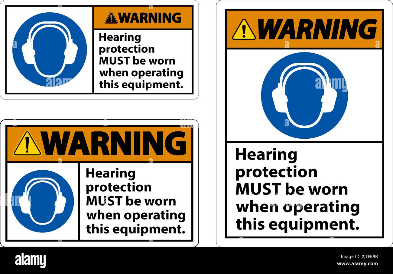 Warning Hearing Protection Must Be Worn Sign Stock Vector Image & Art