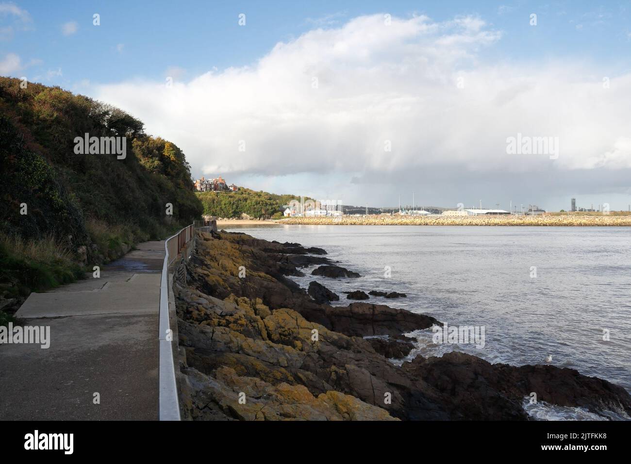Path along the side of Jackson Bay on Barry Island, Wales UK. Wales coast, welsh coastline coastal Stock Photo