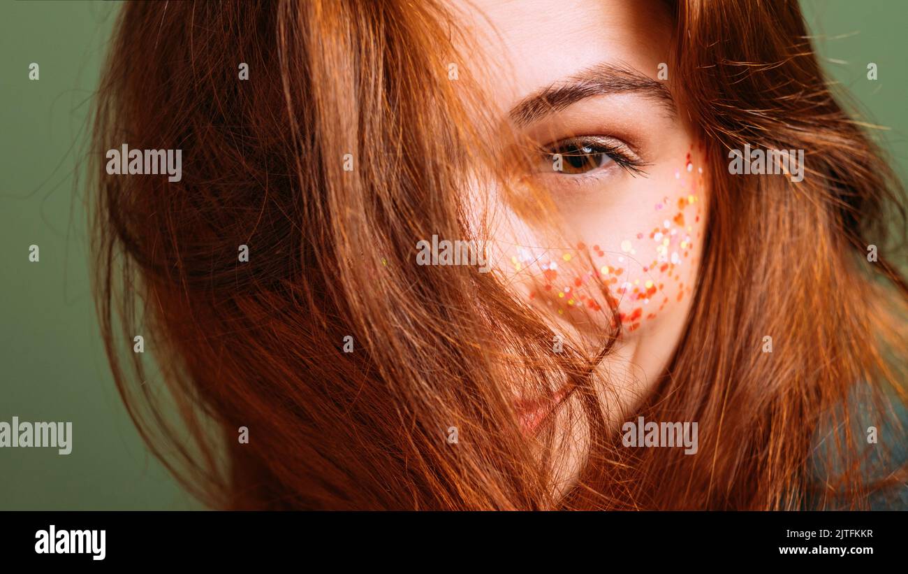 natural redhead beauty diversity woman portrait Stock Photo