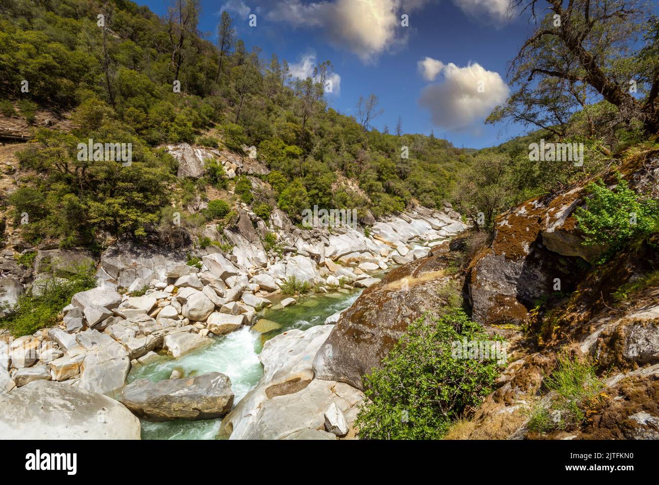 The Yuba River in California and its rocky bed Stock Photo Alamy