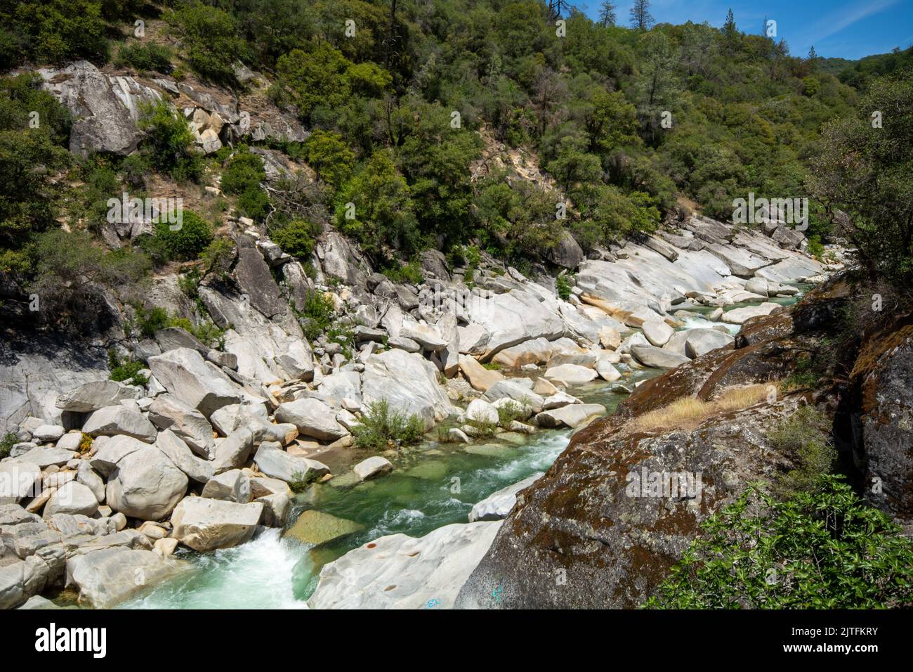 The Yuba River in California and its rocky bed Stock Photo Alamy