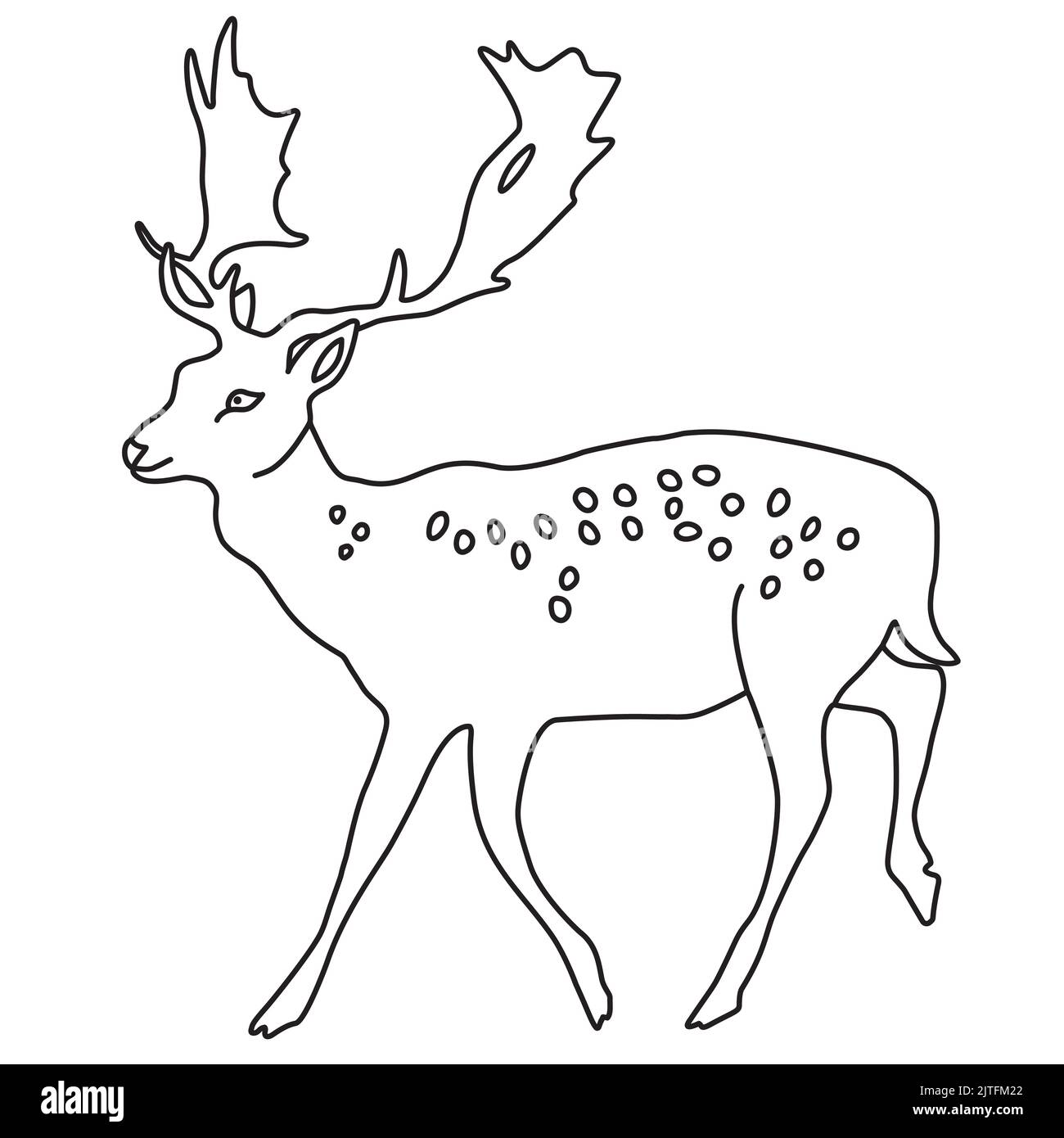 Deer outline silhouette vector illustration isolated on white background Stock Vector