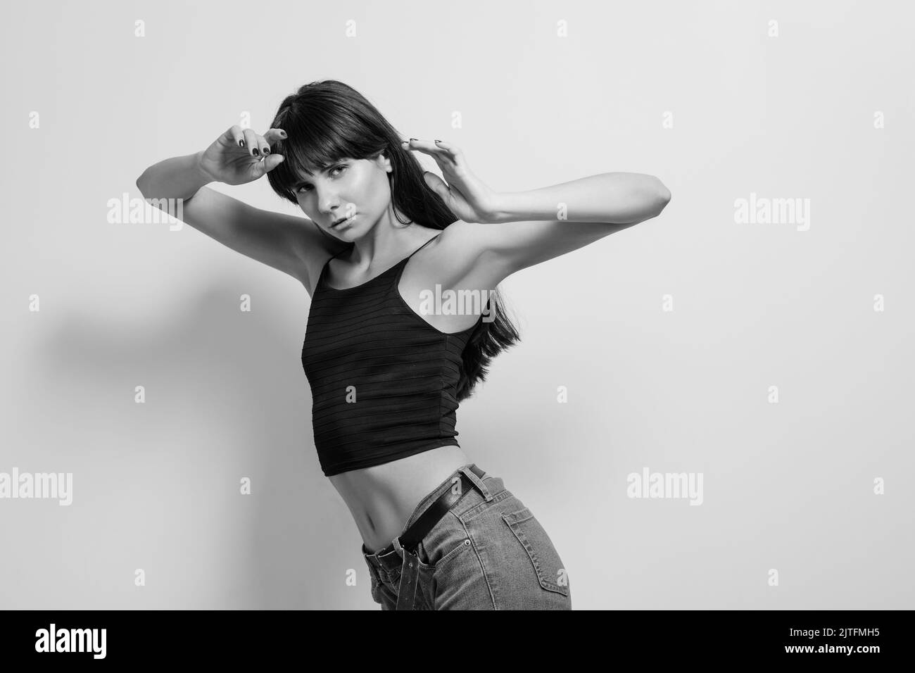 fashion artistic model flexible movements posing Stock Photo - Alamy