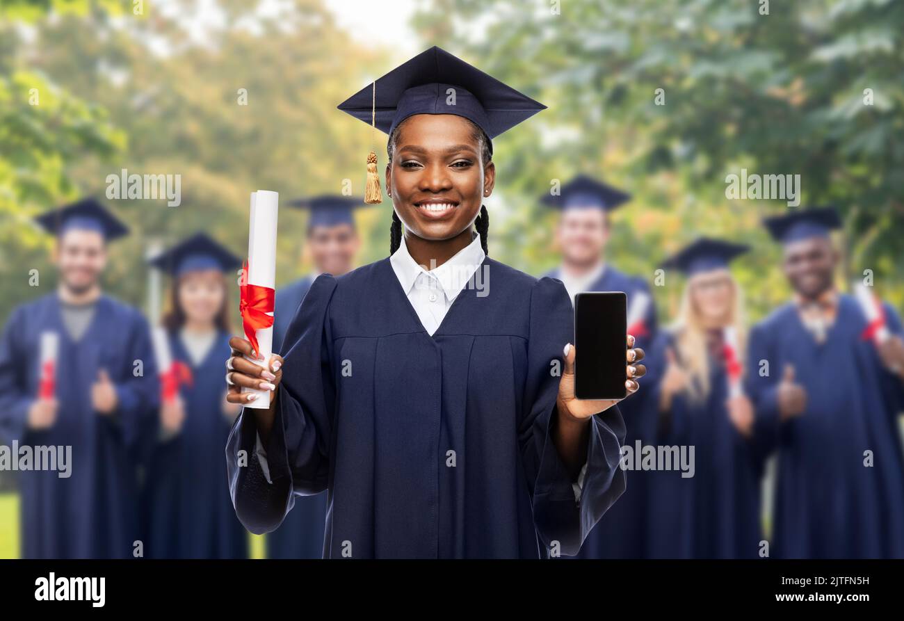 happy female graduate student with diploma Stock Photo - Alamy