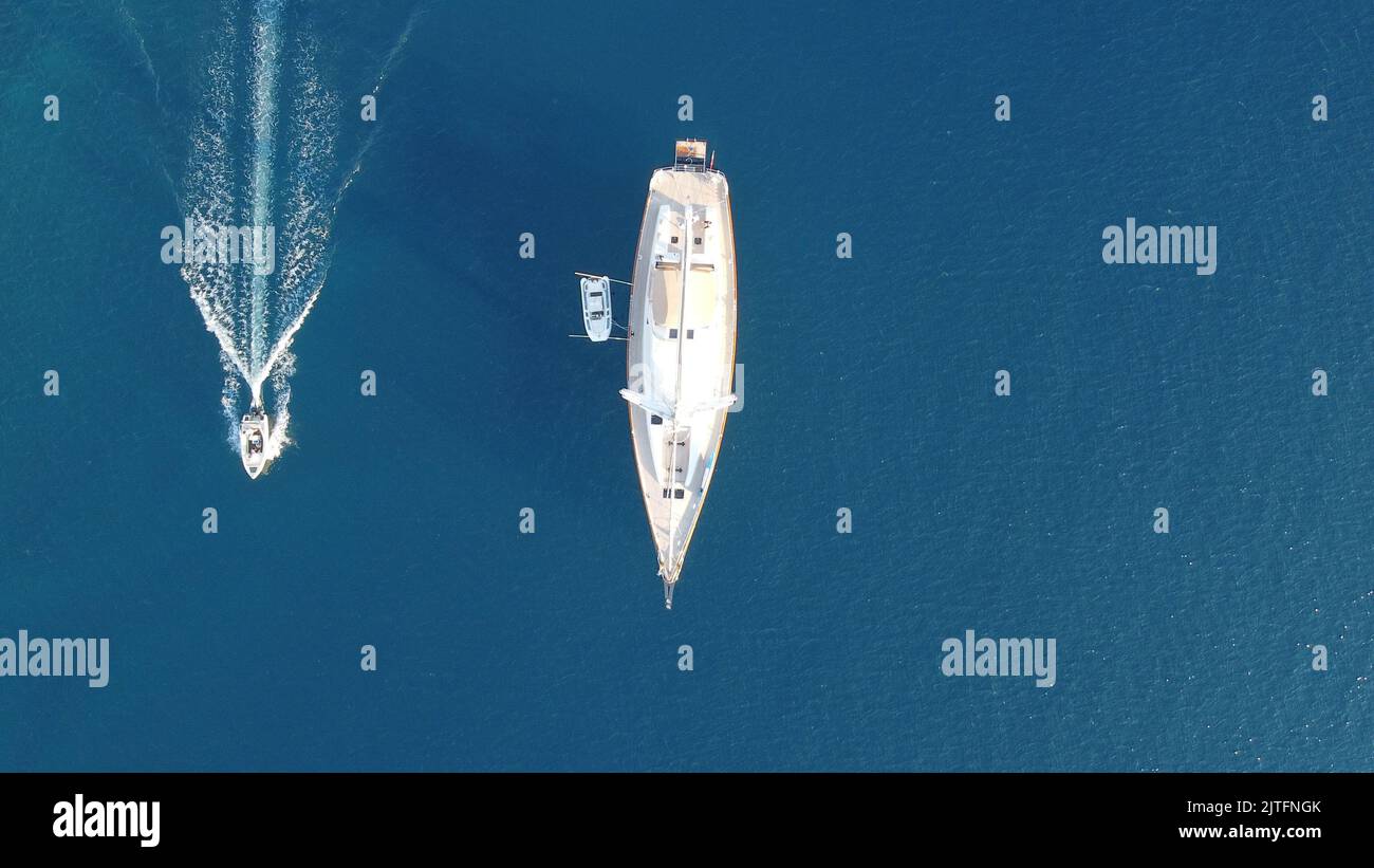 Drone shot small motorboat hi-res stock photography and images - Alamy