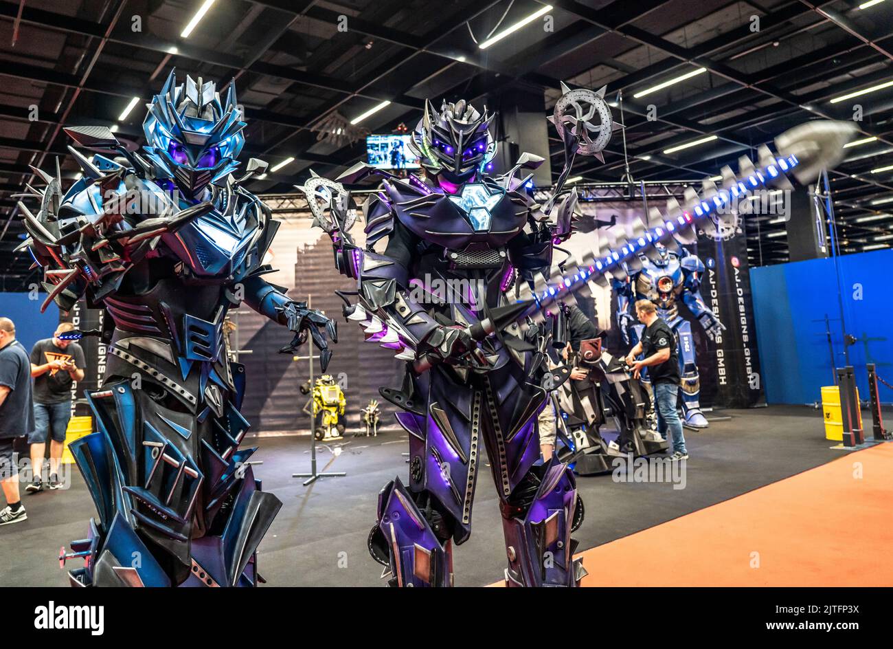 Gamescom, the world's largest trade fair for video and computer games, life-size robot models, in Cologne, Germany, Stock Photo