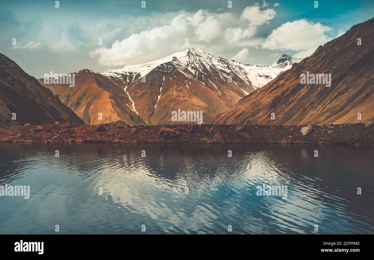 Crystal clear mountain lake in Caucasus, Georgia. Beautiful autumn ...