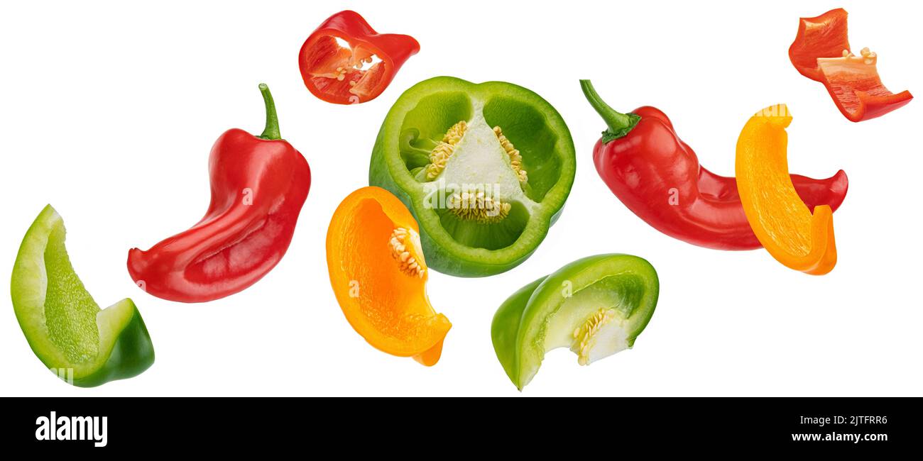 Sweet bell peppers isolated on white background Stock Photo - Alamy