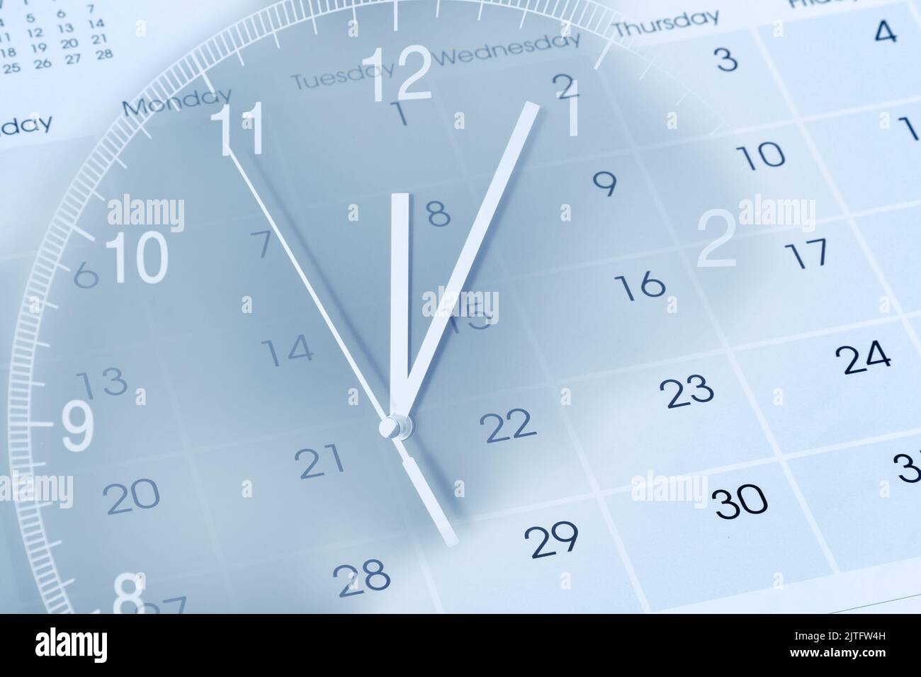 Clock face and calendar composite Stock Photo