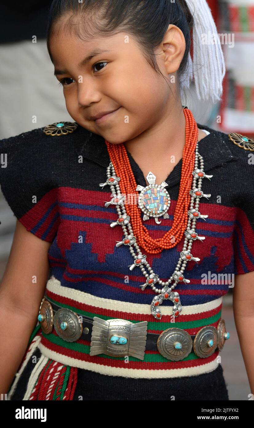 Clothes Making Contest A young Navajo girl competes in the Native American Clothing Contest at ...