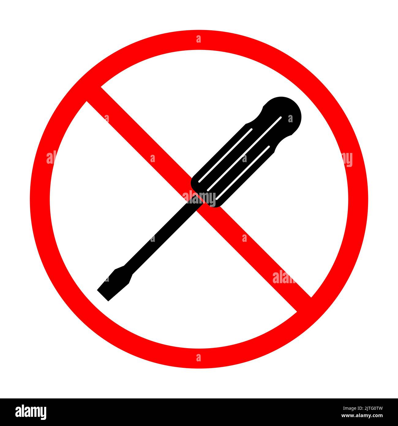 Screwdriver ban sign. Screwdriver is forbidden. Prohibited sign of