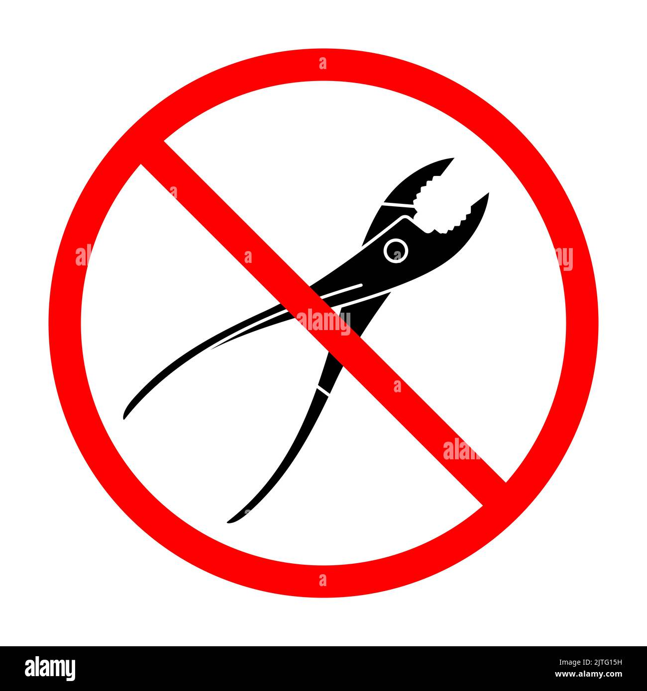 Pliers ban sign. Pliers is forbidden. Prohibited sign of Pliers. Red