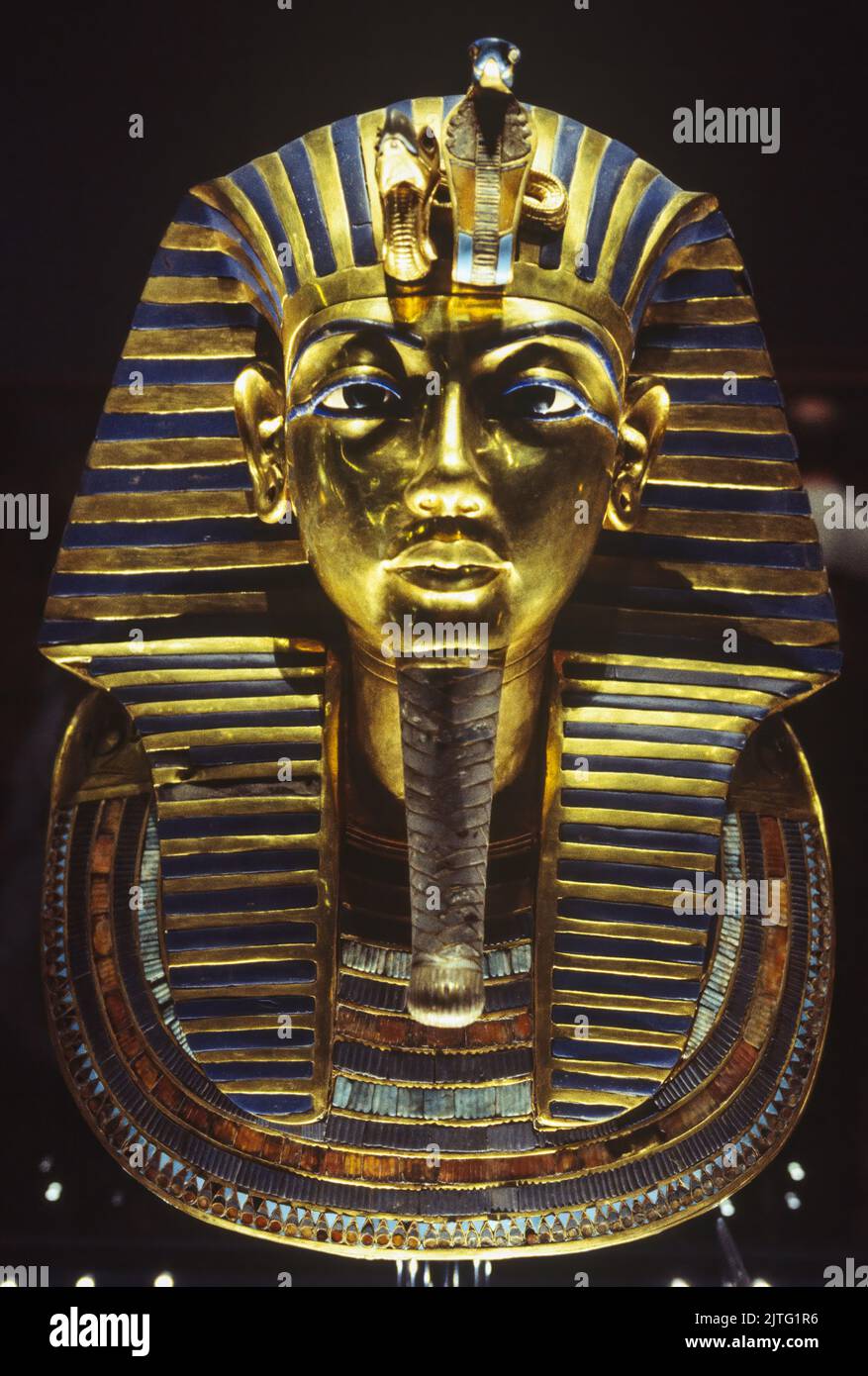 Tutankhamun mask of gold in Cairo Museum, front view. Stock Photo