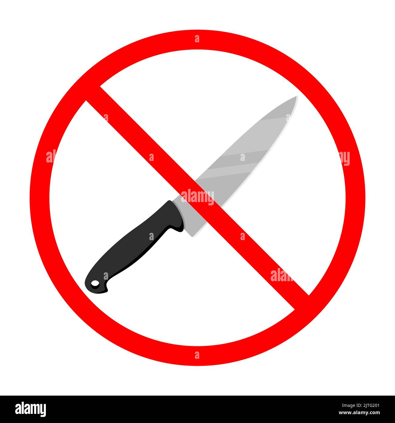Knife ban sign. Knife forbidden. Dangerous weapon. Red prohibition sign