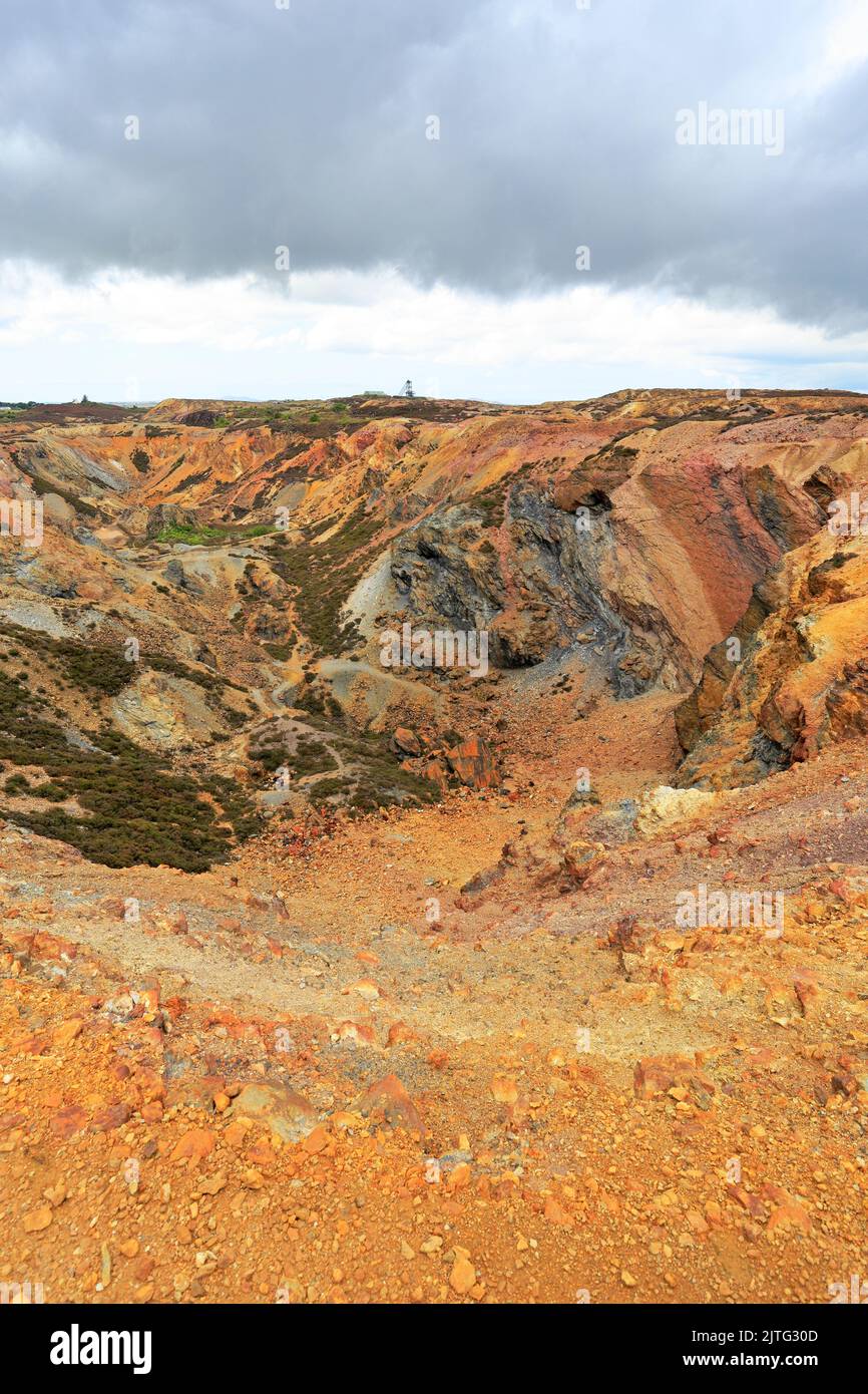 Parys Mountain copper mine near Amlwch, Isle of Anglesey, Ynys Mon, North Wales, UK. Stock Photo