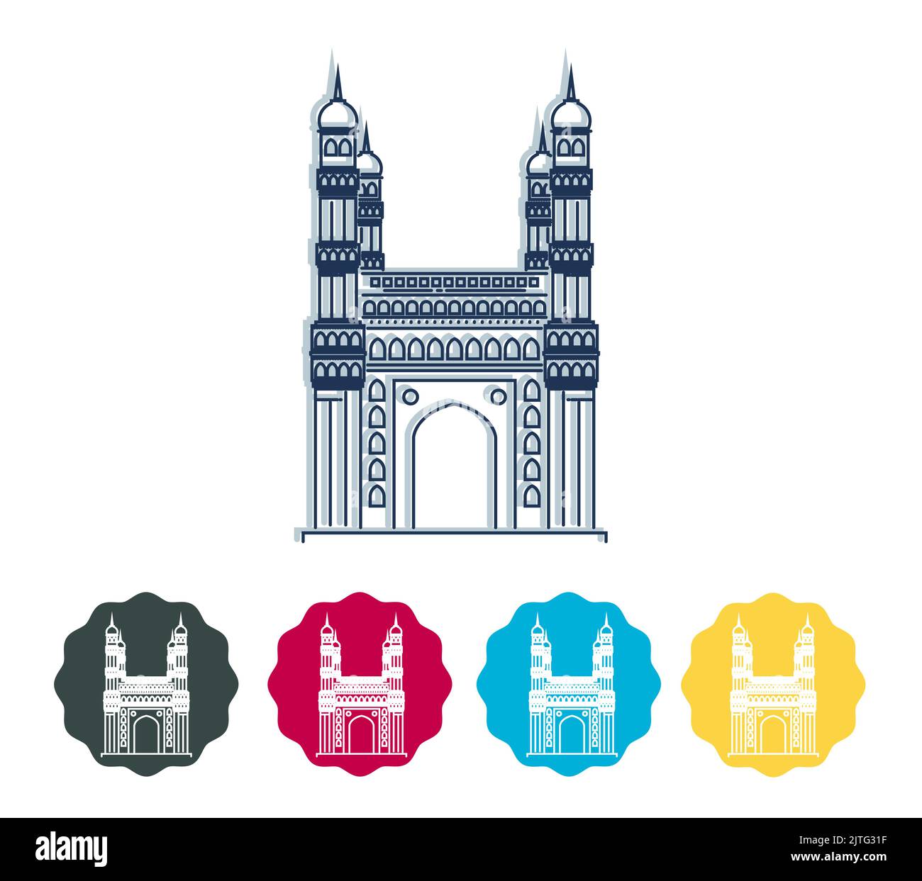 Charminar Hyderabad City Icon Illustration as EPS 10 File Stock