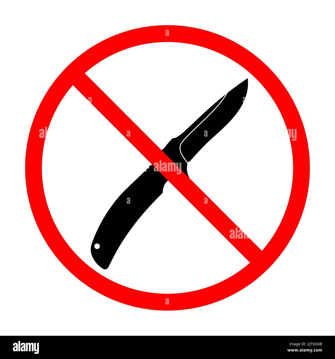 No Knife sign. Knife ban sign. Dangerous weapon. Prohibition sign