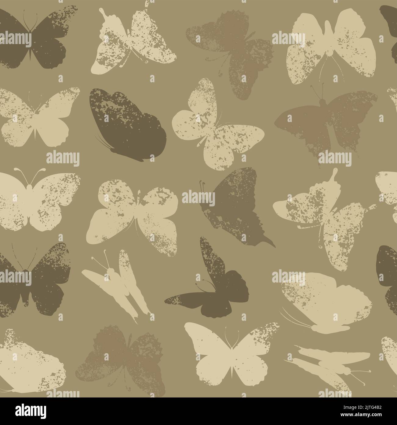 Seamless pattern beige butterflies. Vector illustration Stock Vector ...