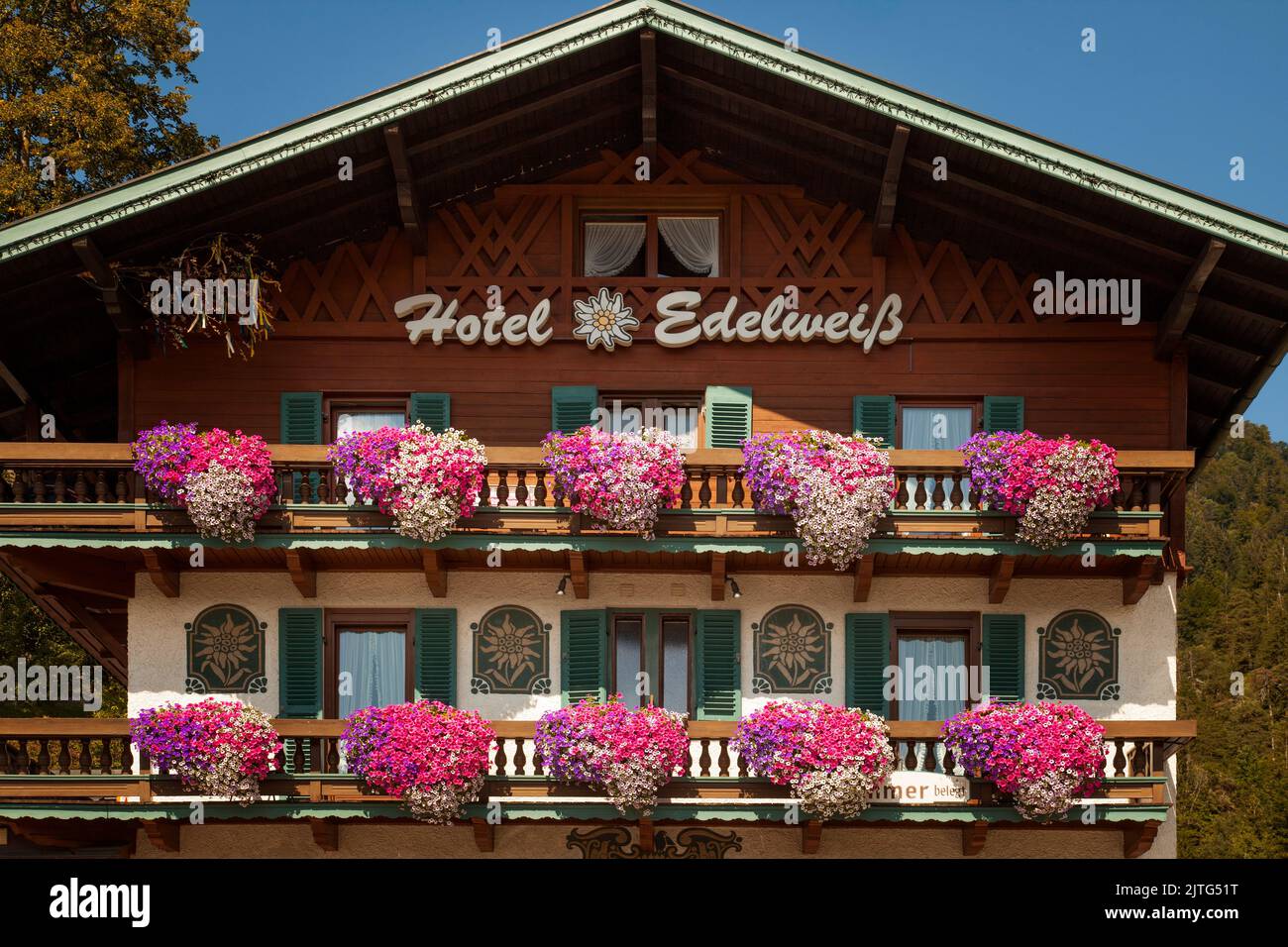 DE - BAVARIA: Hotel Edelweiss in the alpine resort of Reit-im-Winkl, Oberbayern Stock Photo