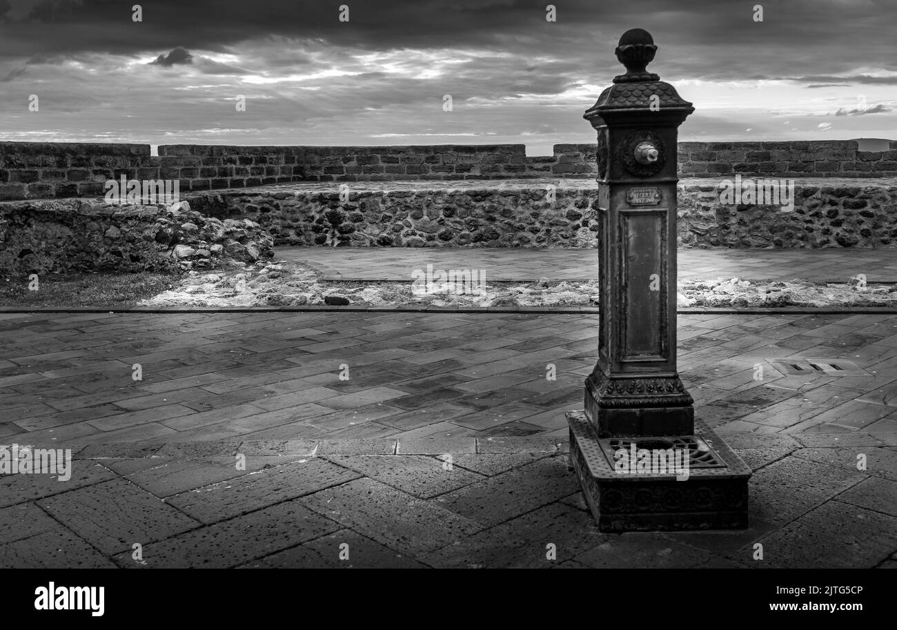 Water Fountain in Black and White Stock Photo