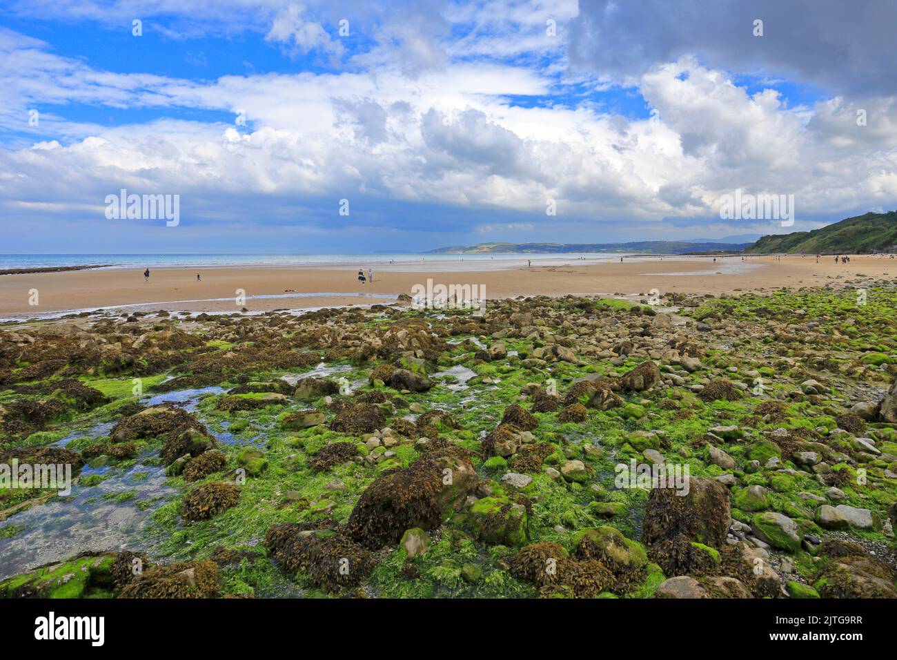 Benllech Sand at low tide, Isle of Anglesey, Ynys Mon, North Wales, UK. Stock Photo