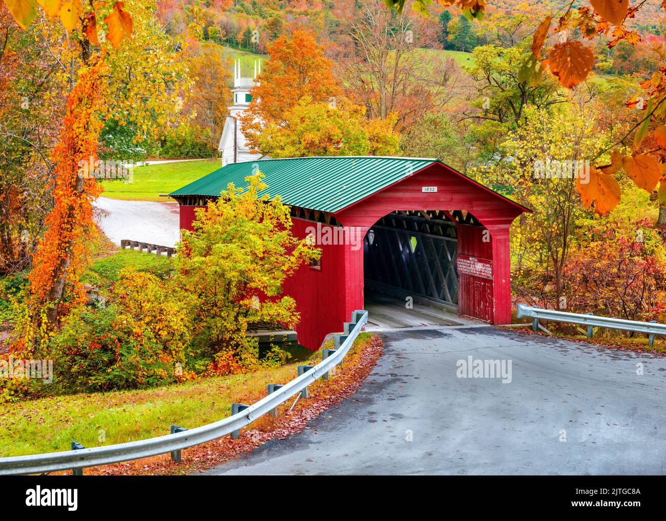Arlington Covered Bridge, Arlington, Vermont,New England,USA Stock
