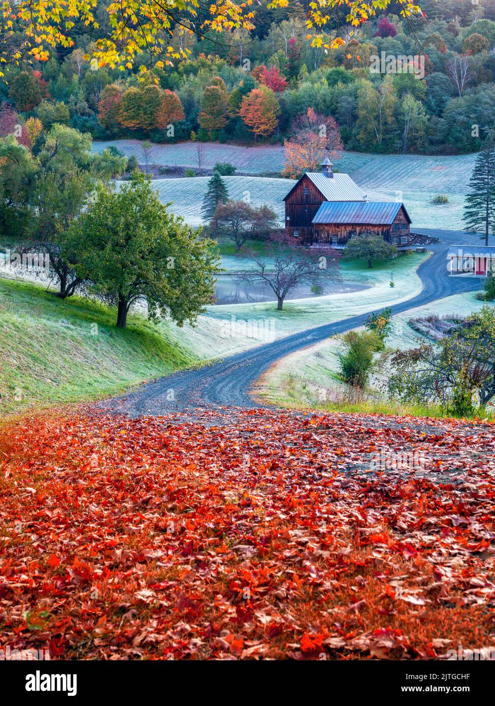 Sleepy Hollow Farm in Autumn,Woodstock Vermont,New England,USA Stock Photo