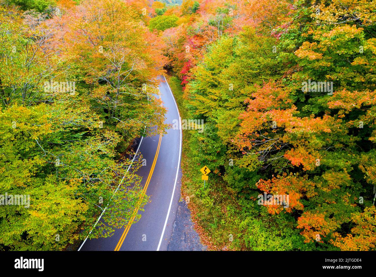 Aerial View Smugglers Notch, Vermont,New England,USA Stock Photo