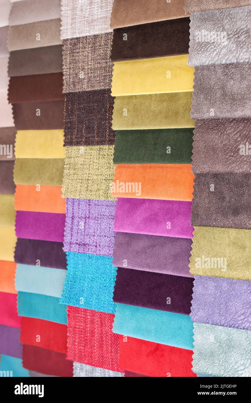 Color samples of the upholstery fabric in the assortment Stock Photo Alamy