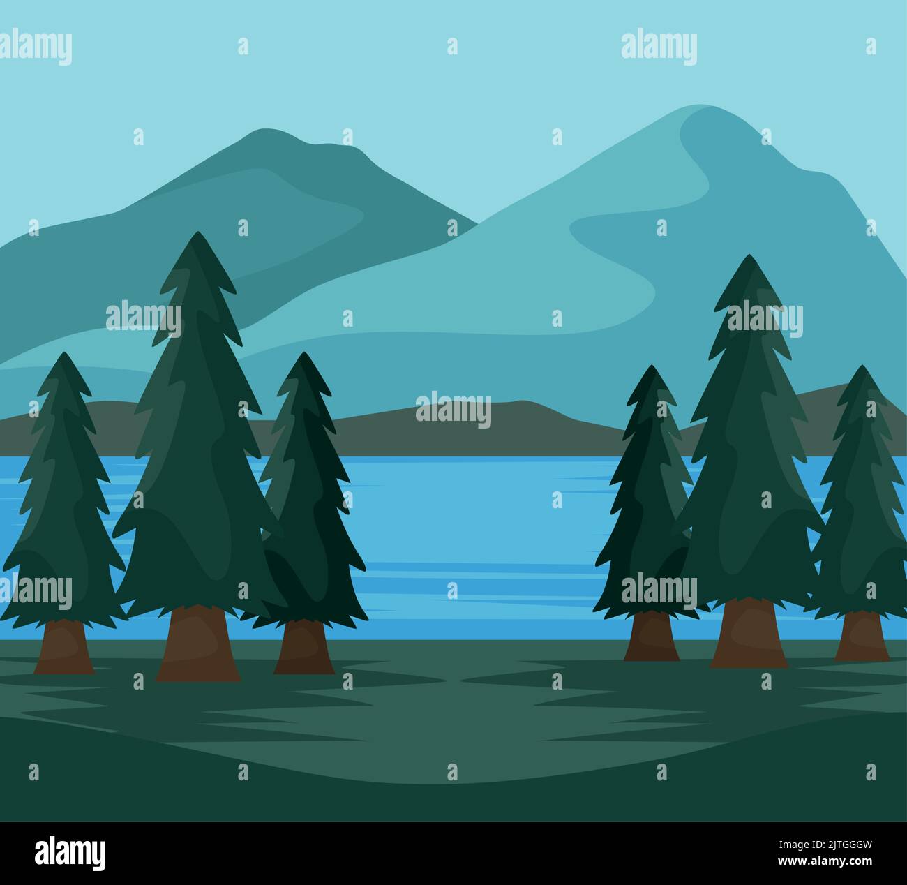 wanderlust landscape with pines Stock Vector Image & Art - Alamy