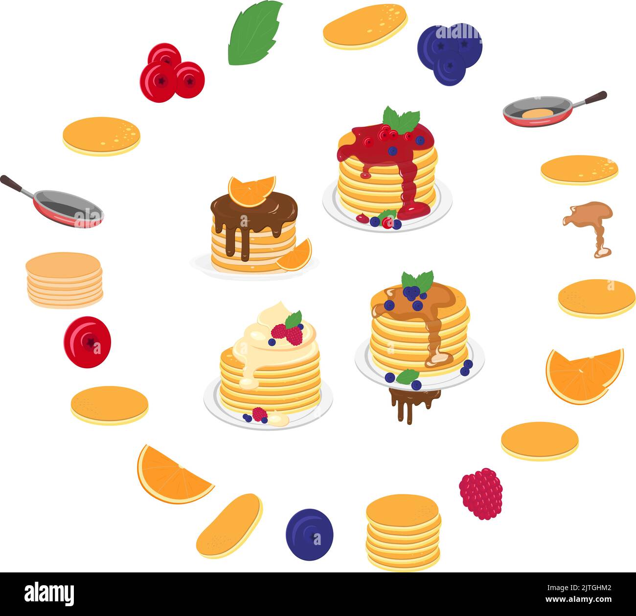 Pancakes chocolate fruit jam Stock Vector Images Alamy