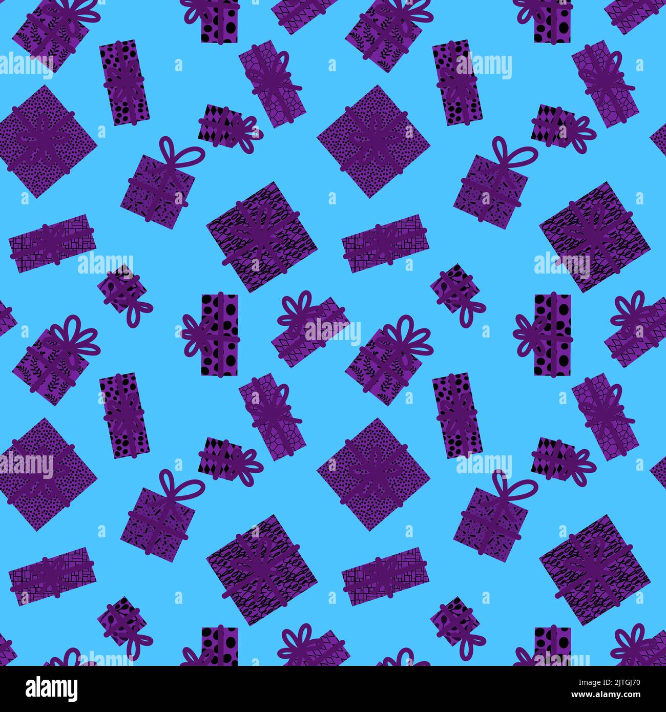 Festive gifts box seamless present with ribbons and bow pattern for