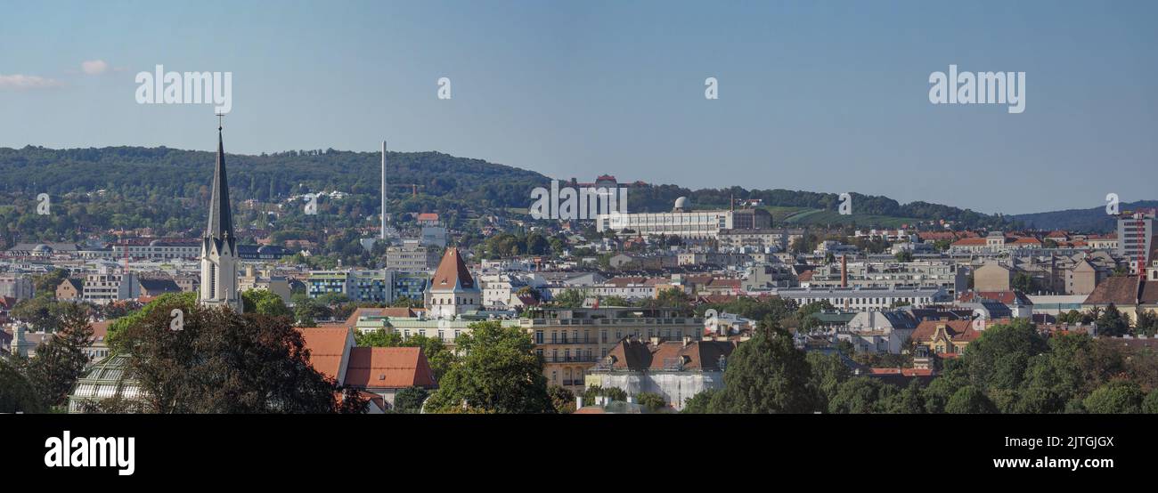 Panorama of Vienna, Austria from the Suspension Bridge to Schonbrunn Zoo Stock Photo