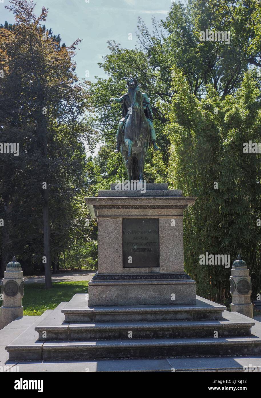 Equestrian monument to Holy Roman Emperor Joseph II (1741 - 1790) erected in Schonbrunn Park, Vienna, Austria. Stock Photo
