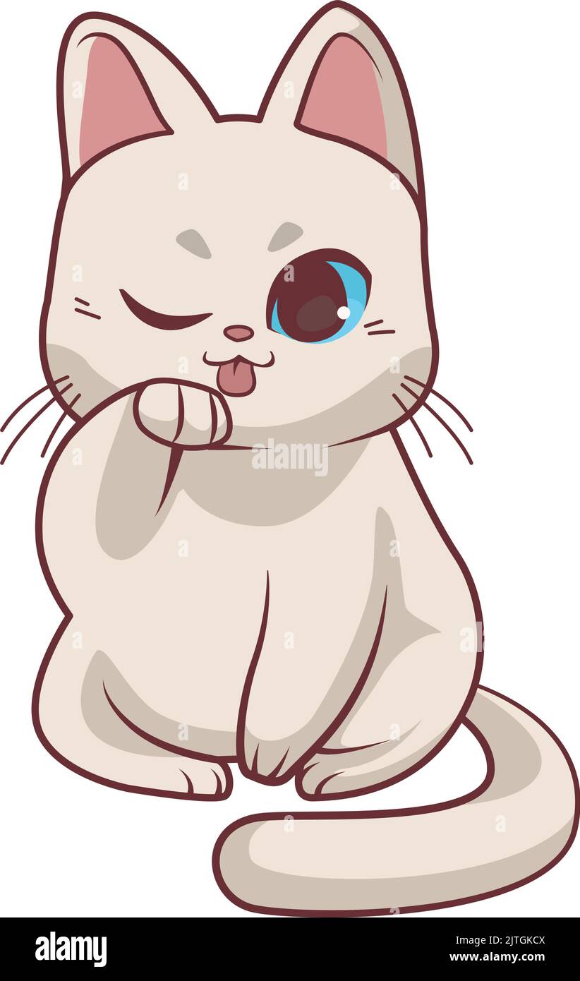 cute cat white anime style Stock Vector Image & Art - Alamy
